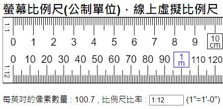 線上比例尺 公制單位 公釐 公分 公里